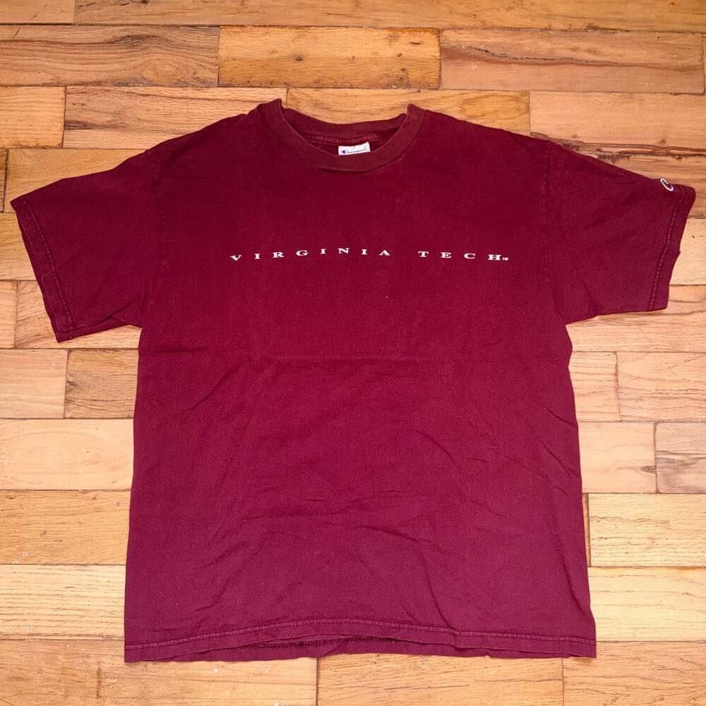 Champion Virginia Tech T-Shirt Size Large Maroon Hokies NCAA College